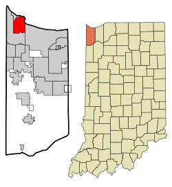 Lake County Indiana Incorporated and Unincorporated areas East Chicago Highlighted
